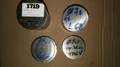 Ronds titane grade 5 TA6V D 70 x 100/68/46/36 mm